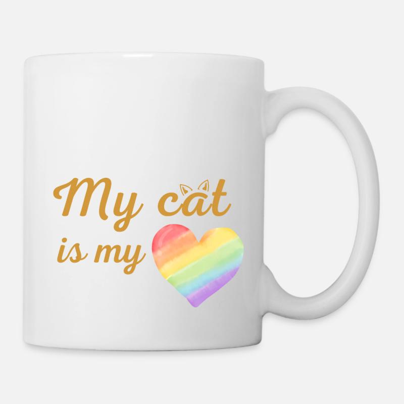 Meine Katze ist mein liebevoller Regenbogen - Tasse - Weiß