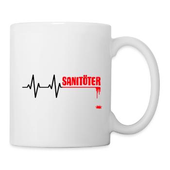 Sanitöter Herzlinie Rettungssanitäter Geschenk - Tasse - Weiß - Rechts