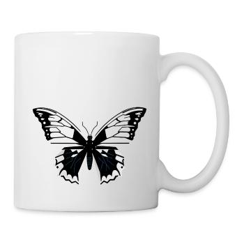 Minimalistischer Schmetterling - Tasse - Weiß - Rechts