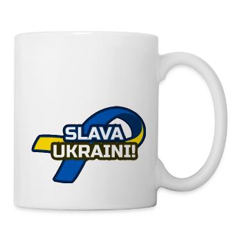 Soutien à l’Ukraine : Ruban Slava Ukraini - Mug blanc - blanc - Droite