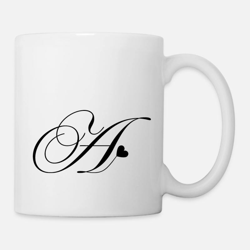 Lettre a calligraphie cœur - Mug blanc - blanc