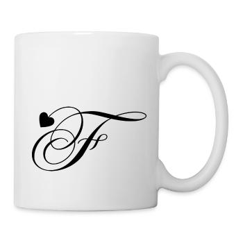 Buchstabe f Herz Kalligraphie - Tasse - Weiß - Rechts