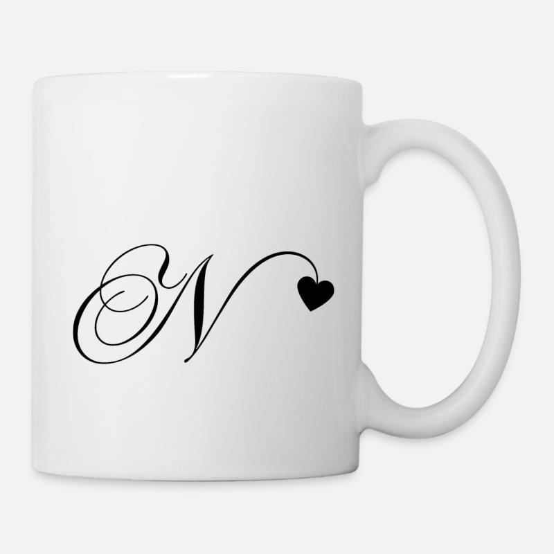 Letter n heart calligraphy - Mug - white