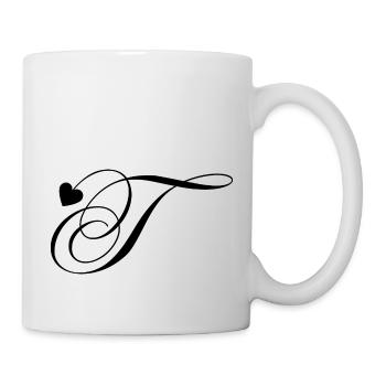 Letter t heart calligraphy - Mug - white - Right