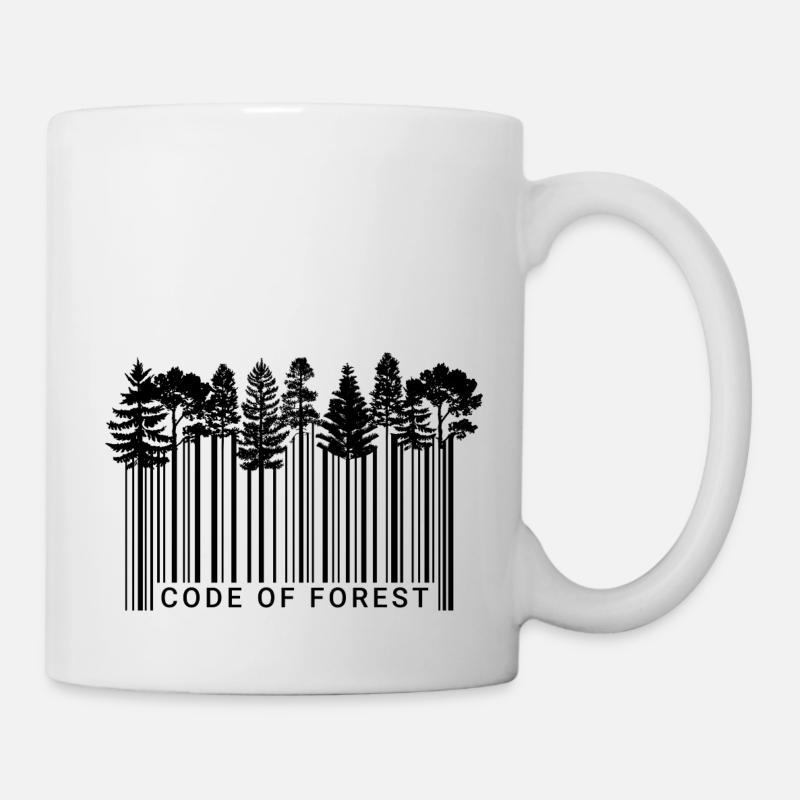 Barcode Wald Natur Wald Code Bäume Schwarz - Tasse - Weiß