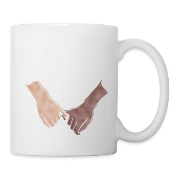 "You and Me", Boho Line Art Design, Serie „Hands“ - Tasse - Weiß - Rechts