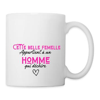 Cette femelle appartient à un homme qui déchire - Mug blanc - blanc - Droite