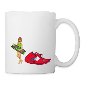 Kitegirl mit Kiteausrüstung - Tasse - Weiß - Rechts