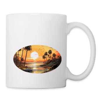 Beach sunset vintage surfers - Mug - white - Right