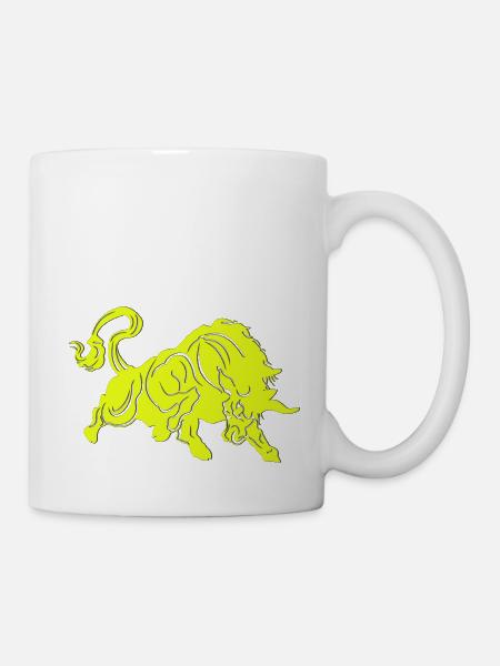 Stier Stierkopf Kopf Logo Steak Beast Gym Horn - Tasse - Weiß