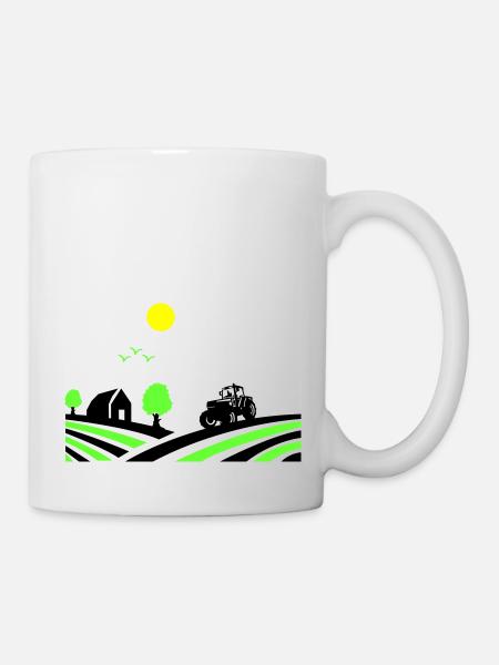 traktor farm - Tasse - Weiß