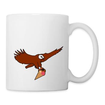 Adler fliegt mit Eistüte - Tasse - Weiß - Rechts