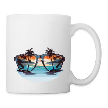 Sunglasses with palm trees - Mug - white - Right