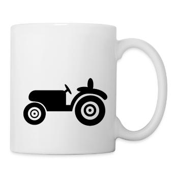 Traktor - Oldtimer - Tasse - Weiß - Rechts