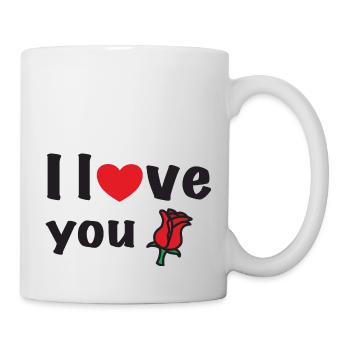 I love you mit Rose - Tasse - Weiß - Rechts