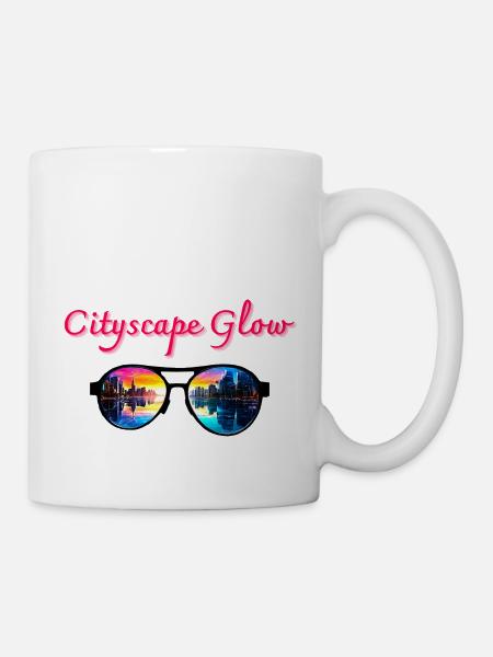Cityscape Glow, Sonnenbrille - Tasse - Weiß