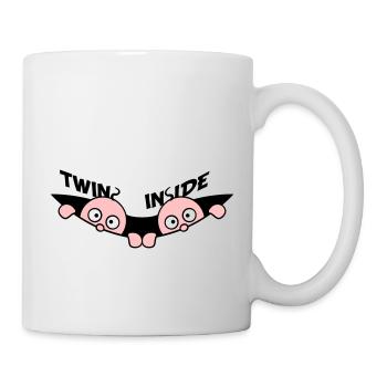 Twins Inside Zwillinge 2 Babys Schwanger Bauch - Tasse - Weiß - Rechts