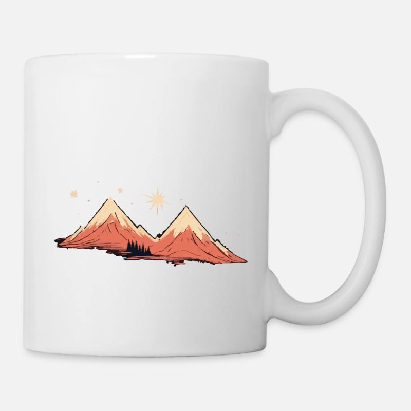 Montagnes avec ciel étoilé tour de montagne - Mug blanc - blanc