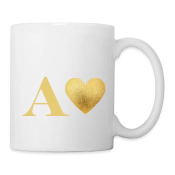 Brief mit goldenem Herz - Tasse - Weiß - Rechts
