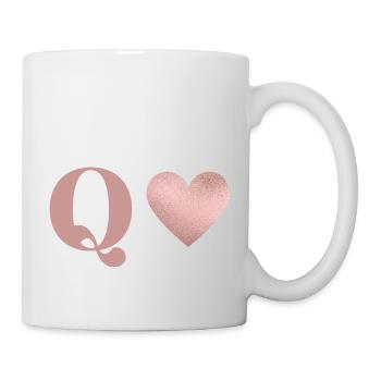 Buchstabe q Herz roségold - Tasse - Weiß - Rechts