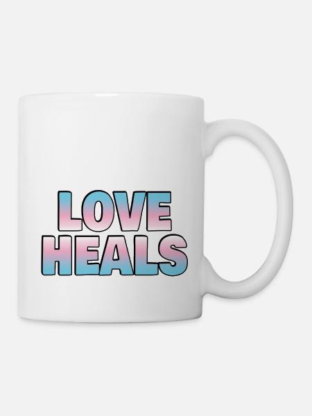 Liebe heilt Trans-Flaggenfarben - Tasse - Weiß