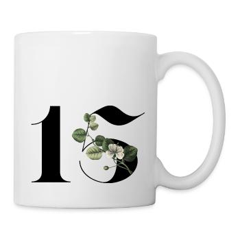 Numéro 15 floral vert -15e anniversaire floral - Mug blanc - blanc - Droite
