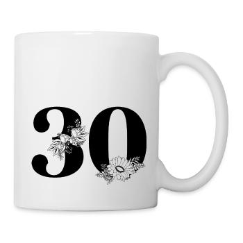 Numéro 30 floral noir -30e anniversaire floral - Mug blanc - blanc - Droite