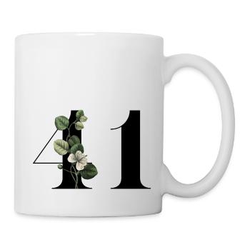 Nummer 41 Blumengrün - 41. Blumengeburtstag - Tasse - Weiß - Rechts