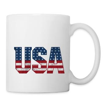 USA T-Shirt - American Flag Letters - Mug - white - Right