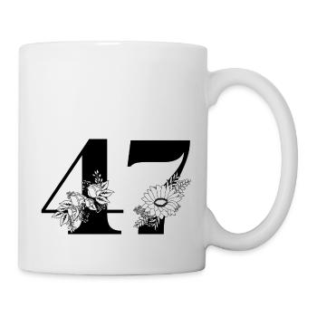 Number 47 Floral Green - 47th Floral Birthday - Mug - white - Right