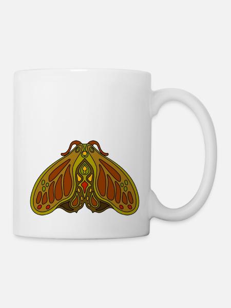 Brown and green art nouveau inspired stylized moth - Mug - white