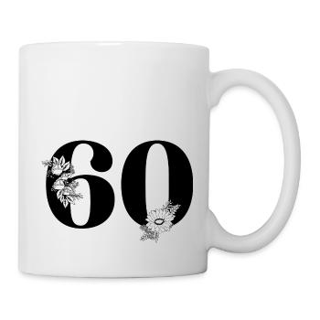 Black Floral Number 60 - 60th Floral Birthday - Mug - white - Right
