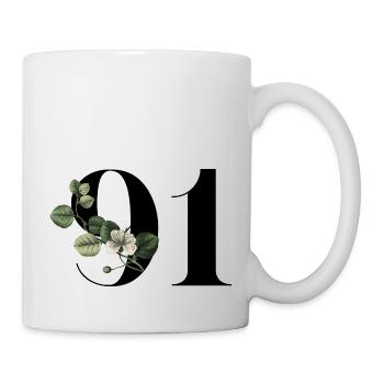 Nummer 91 Blumengrün - 91. Blumengeburtstag - Tasse - Weiß - Rechts