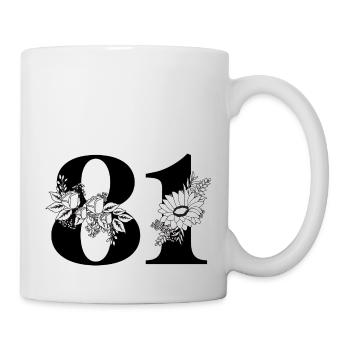 Numéro 81 floral noir - 81e anniversaire floral - Mug blanc - blanc - Droite