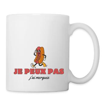 "T-shirt "Je peux pas j'ai merguez" - Mug blanc - blanc - Droite