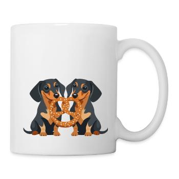Chiens blaireaux avec bretzels - Mug blanc - blanc - Droite