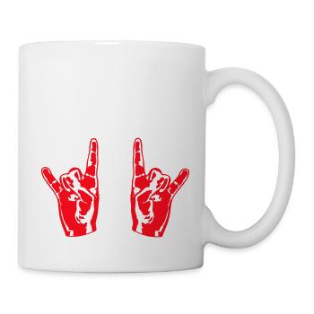 Cool Heavy Metal Hard Rock Horns Finger Hand Gesture - Mug - white - Right