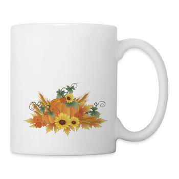 Kürbis Getreide Laub Herbst - Tasse - Weiß - Rechts