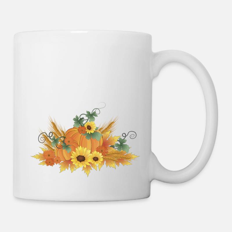 Citrouille Grain Feuillage Automne - Mug blanc - blanc
