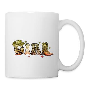 Cowboy Lustige Frauen Hut Wild Western Rodeo Musik - Tasse - Weiß - Rechts