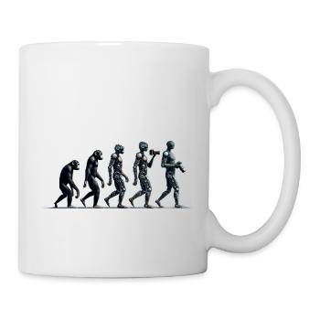 Evolution des Fotografen: Vom Affen zum KI-Fotografen - Tasse - Weiß - Rechts