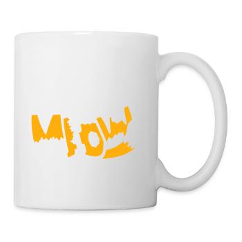 Meow Cat Comic Text Meow Funny Cartoon Quote - Mug - white - Right