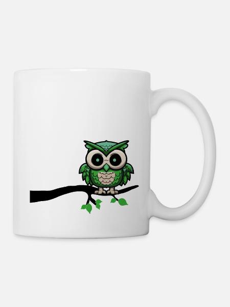 eule owl nachteule - Tasse - Weiß