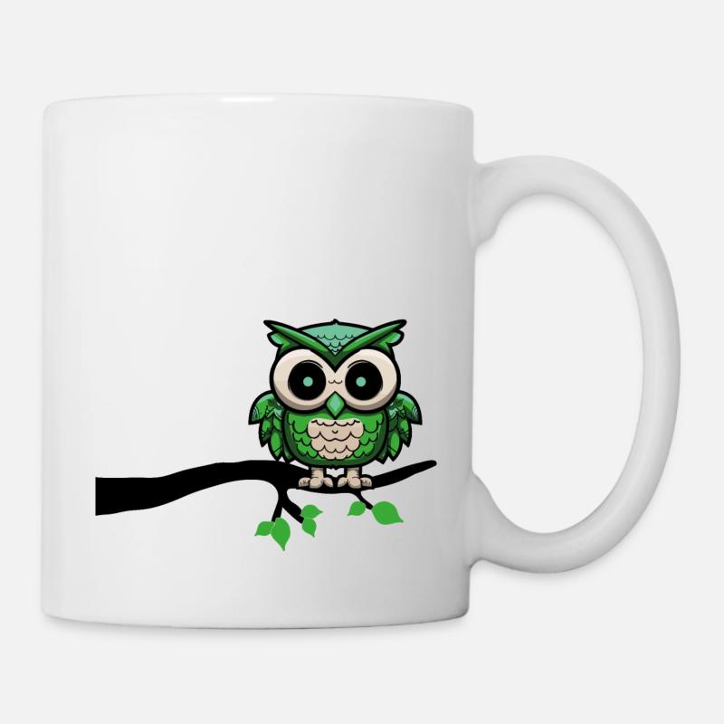 eule owl nachteule - Tasse - Weiß
