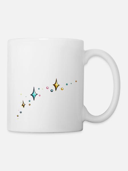 Glitzer Glitzersterne bunt - Tasse - Weiß