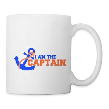 I Am the Captain Anker Crew Spruch Text Zitat Logo - Tasse - Weiß - Rechts