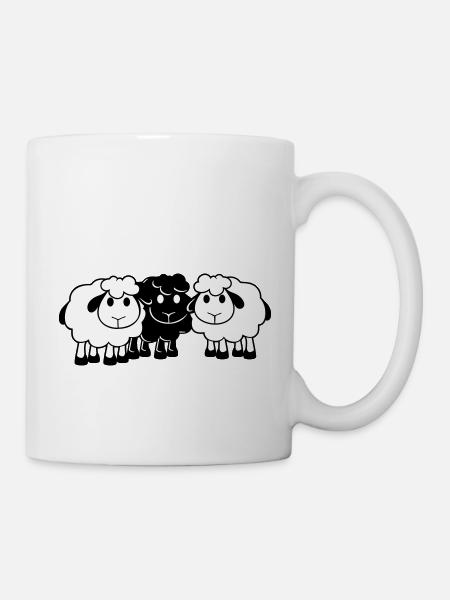 Schwarzes Schaf 3 Freunde Team Crew Schäfchen Süß - Tasse - Weiß