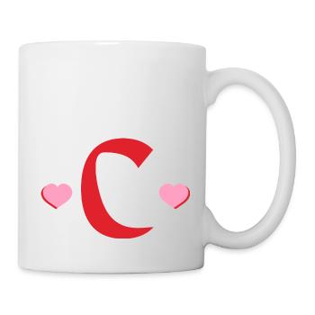 Lettre c cœurs rouges - Mug blanc - blanc - Droite