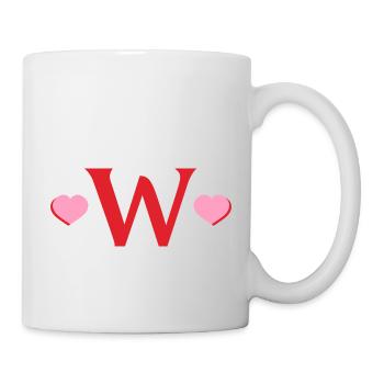 Letter w Red Hearts - Mug - white - Right