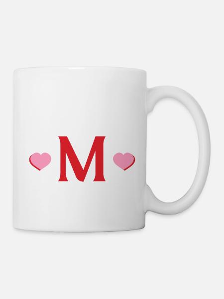 Lettre m cœurs rouges - Mug blanc - blanc